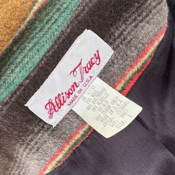 Allison Tracy Wool Striped Blazer Women's Size Large Brown Green Red Tan - Picture 8 of 8